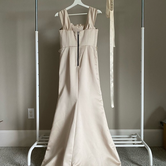 Couture Vera Wang bridal bridesmaid dress gown drop waist pleated drape corset - Picture 8 of 10